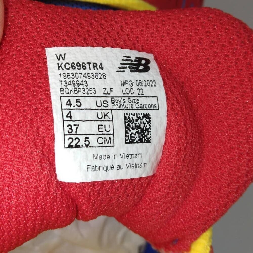 New Balance 696v4 Girl's Blue/Red/Yellow Tennis Sneakers - Size: 4.5 - Picture 6 of 6